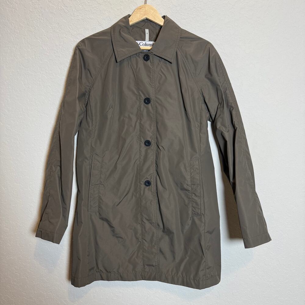Women's Columbia Brown Button Front Rain Coat Size M